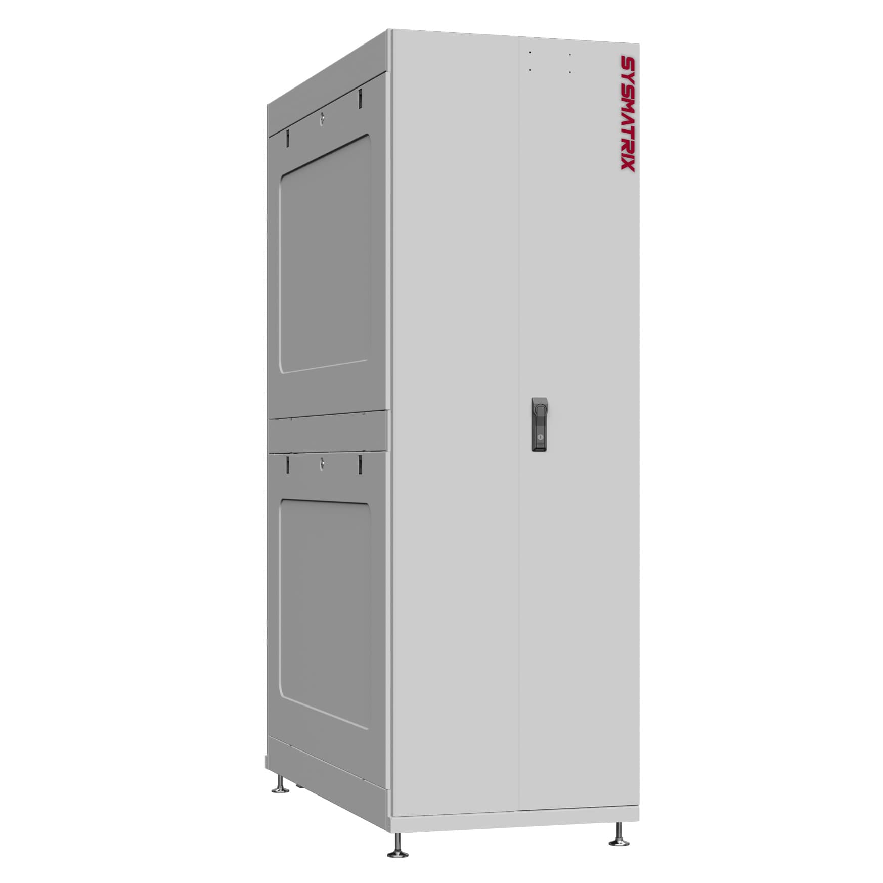 Шкаф серверный 24U 600х1070 передняя дверь: двустворчатая глухой металл IP51. задняя дверь: одностворчатая глухой металл IP51. боковые панели: глухой металл. цвет: серый RAL7035 