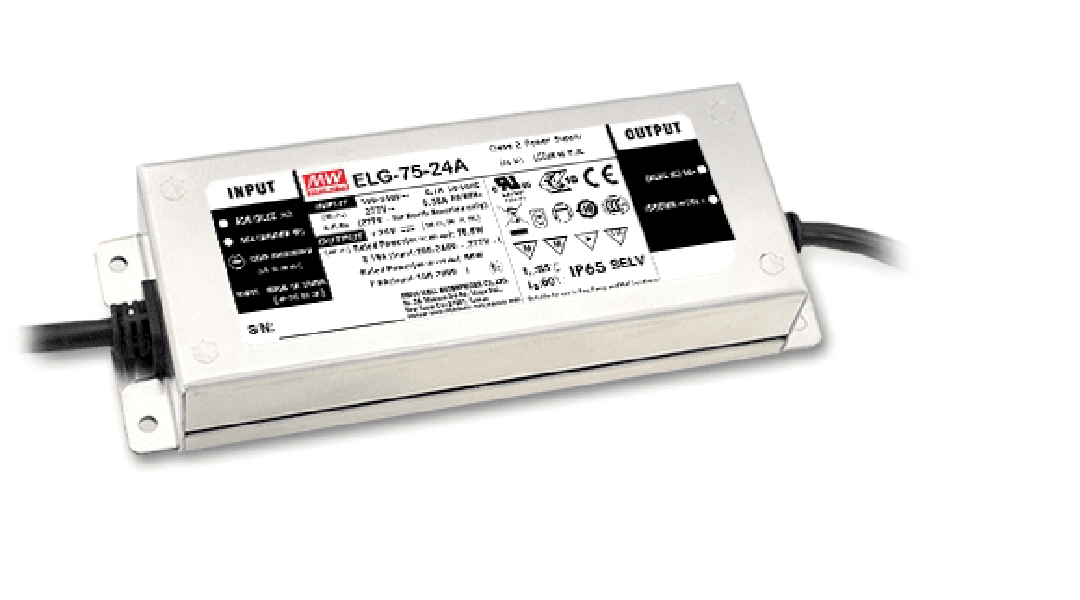 Источник питания AC-DC, 75.6Вт, IP65, вход 100..305В AC, 47..63Гц, 142..431В DC, ККМ, выход 12..24В, 3.15А,изоляция 3750В AC, в кожухе, -40..+85С (корпус), рег. выход