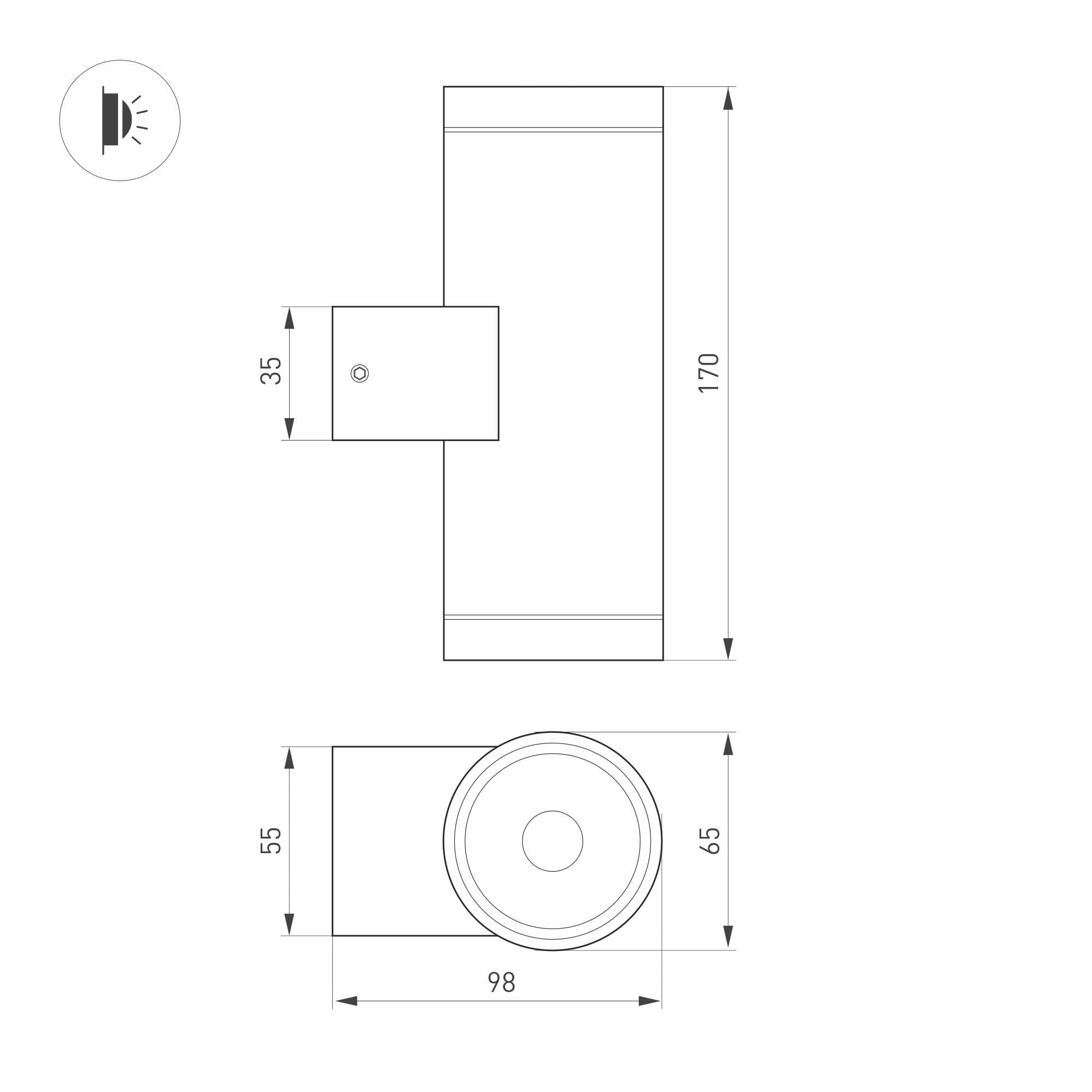 Угол PLS-LOCK-H25-L90 BLACK (с экраном MAT-L) (ARL, Металл)