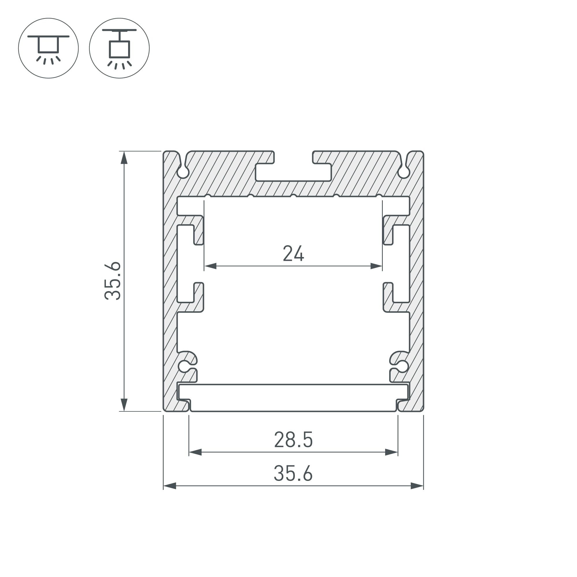 Профиль SL-ARC-3535-LINE-2500 SILVER (ARL, Алюминий)