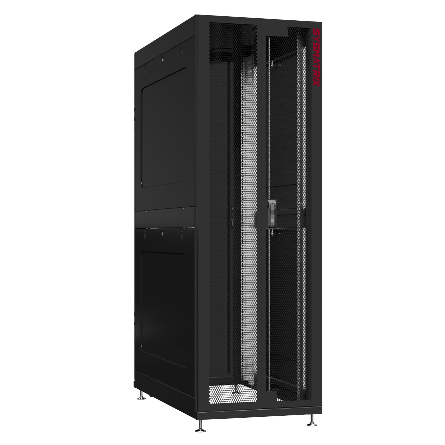 Шкаф серверный 24U 800х1200 передняя дверь: двустворчатая перфорированная IP20. задняя дверь: одностворчатая глухой металл IP51. боковые панели: глухой металл. цвет: черный RAL9005 
