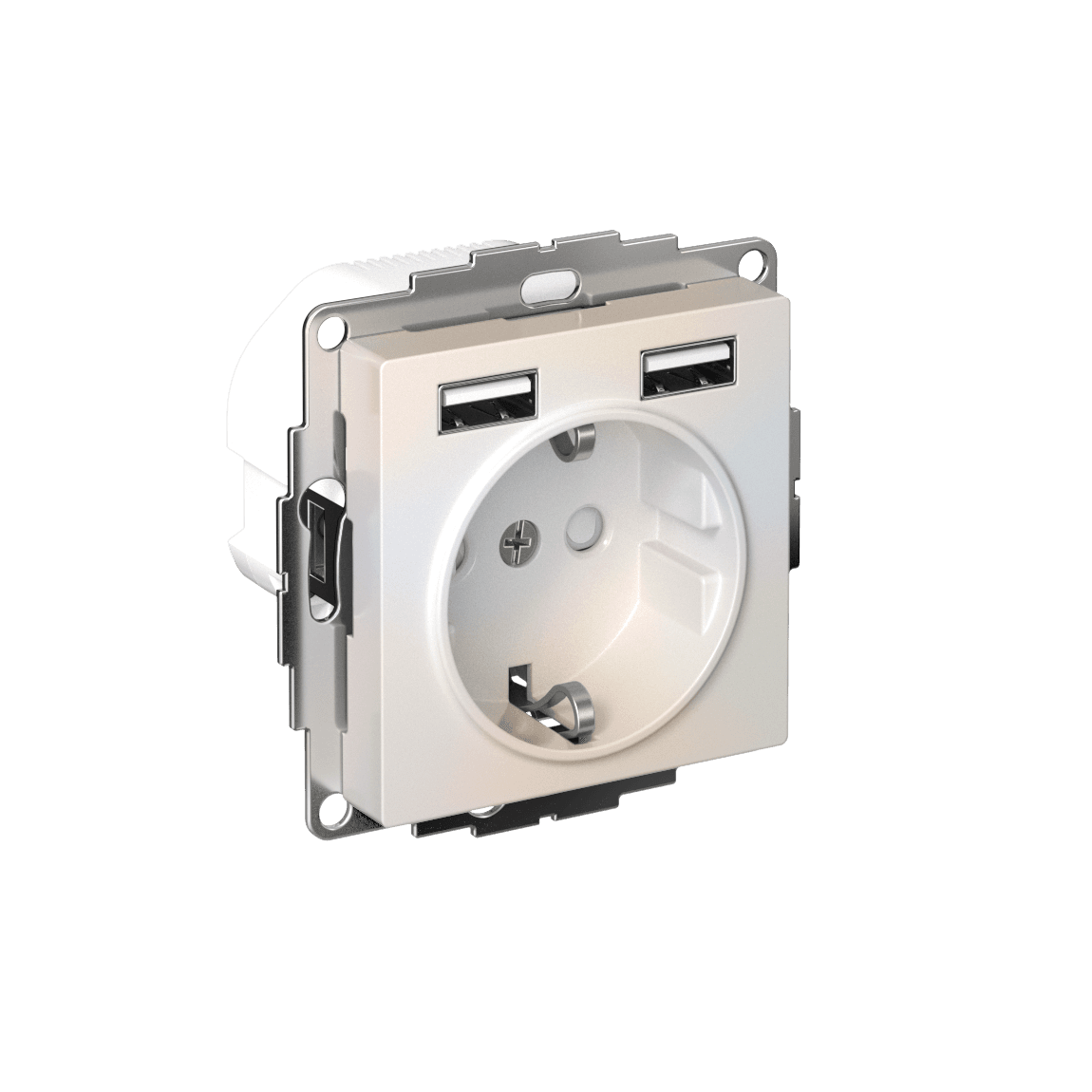 РОЗЕТКА ATLASDESIGN 16А c 2 USB A+A, 5В/2,4А, 2х5В/1,2А, механизм, ЖЕМЧУГ
