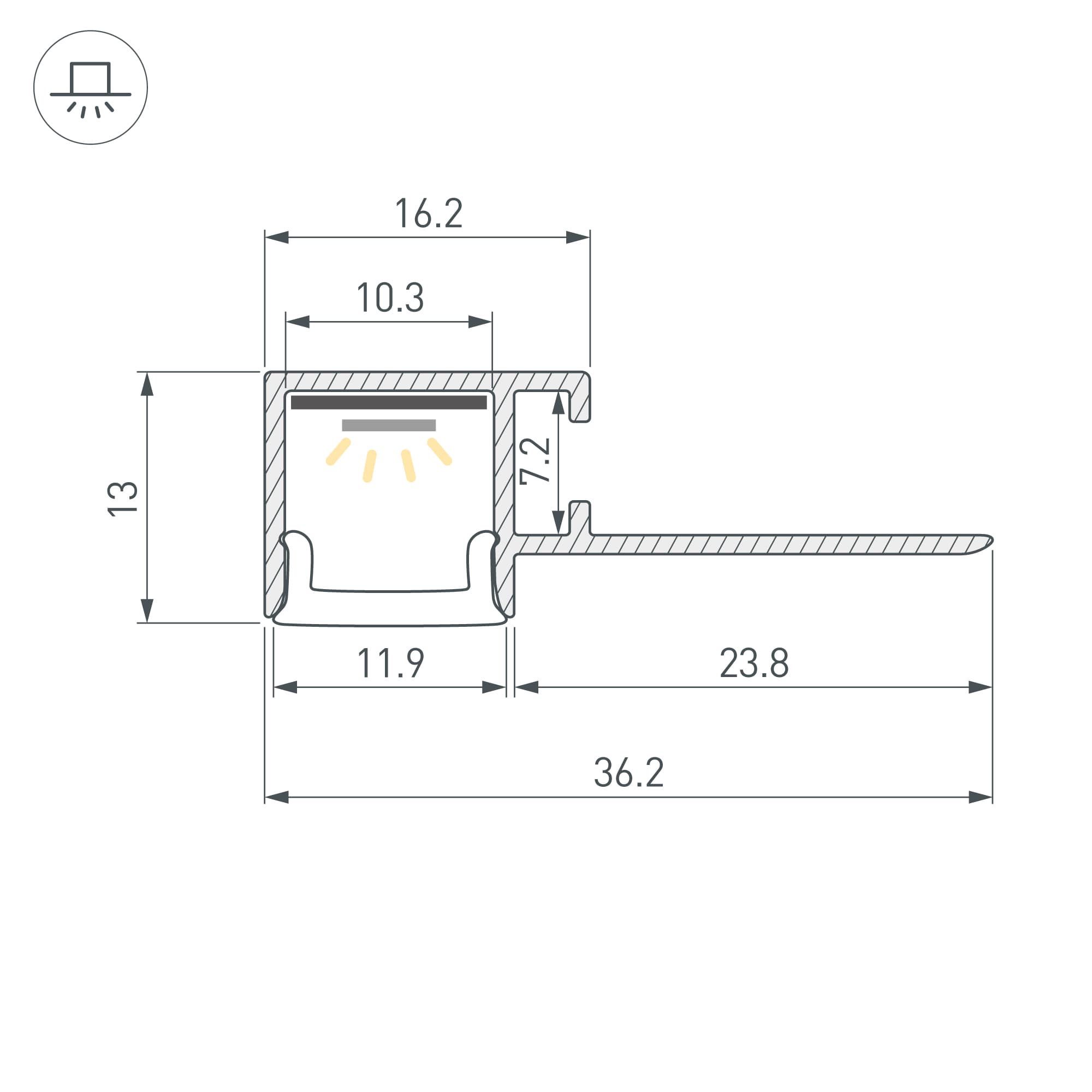 Профиль FANTOM-BENT-W12-TOP-EDGE-2000 ANOD (Алюминий)