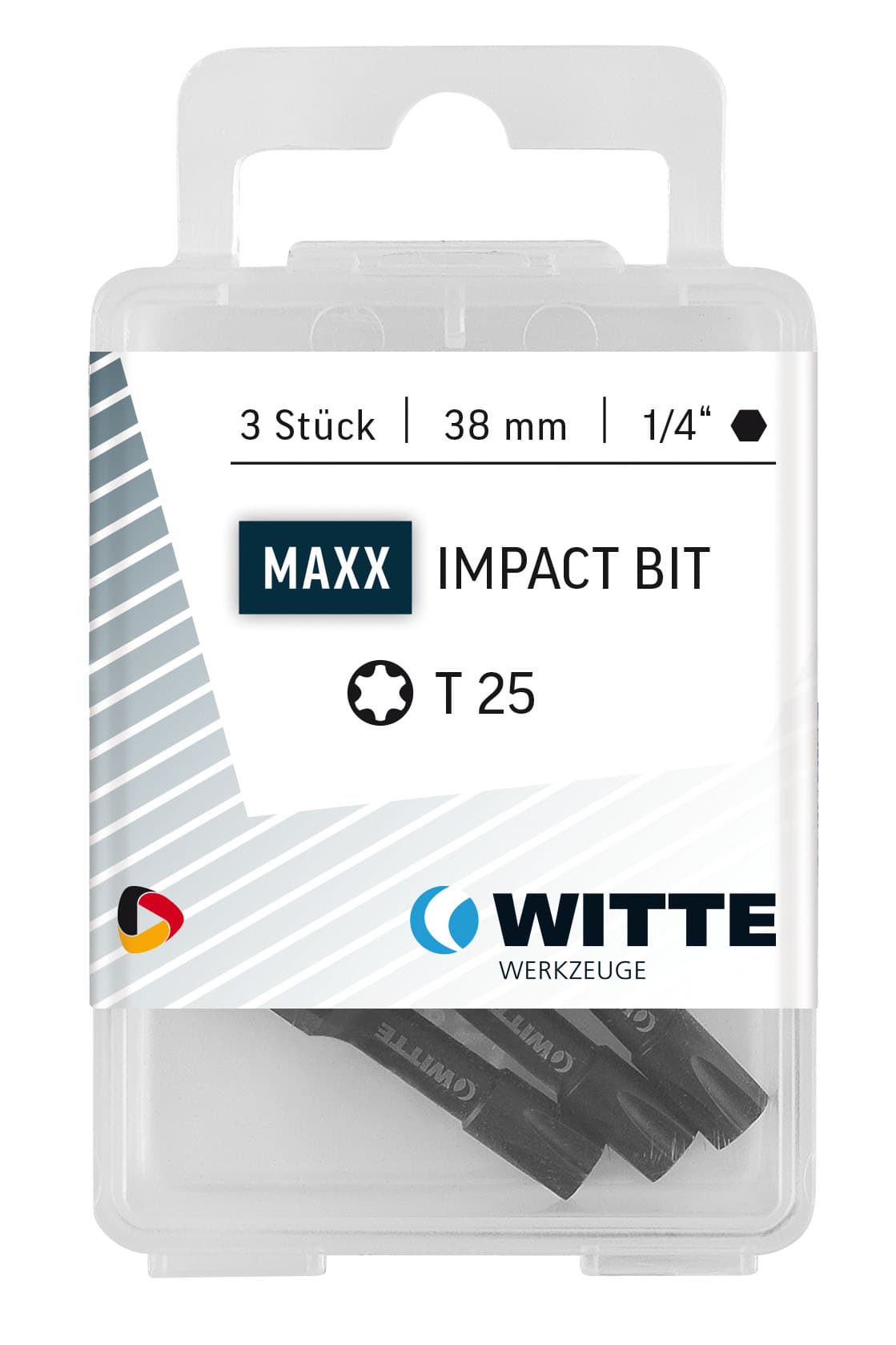 Бита PH2X38 мм 1/4'' E6.3 IMPACT, пластик. уп. 3 шт.