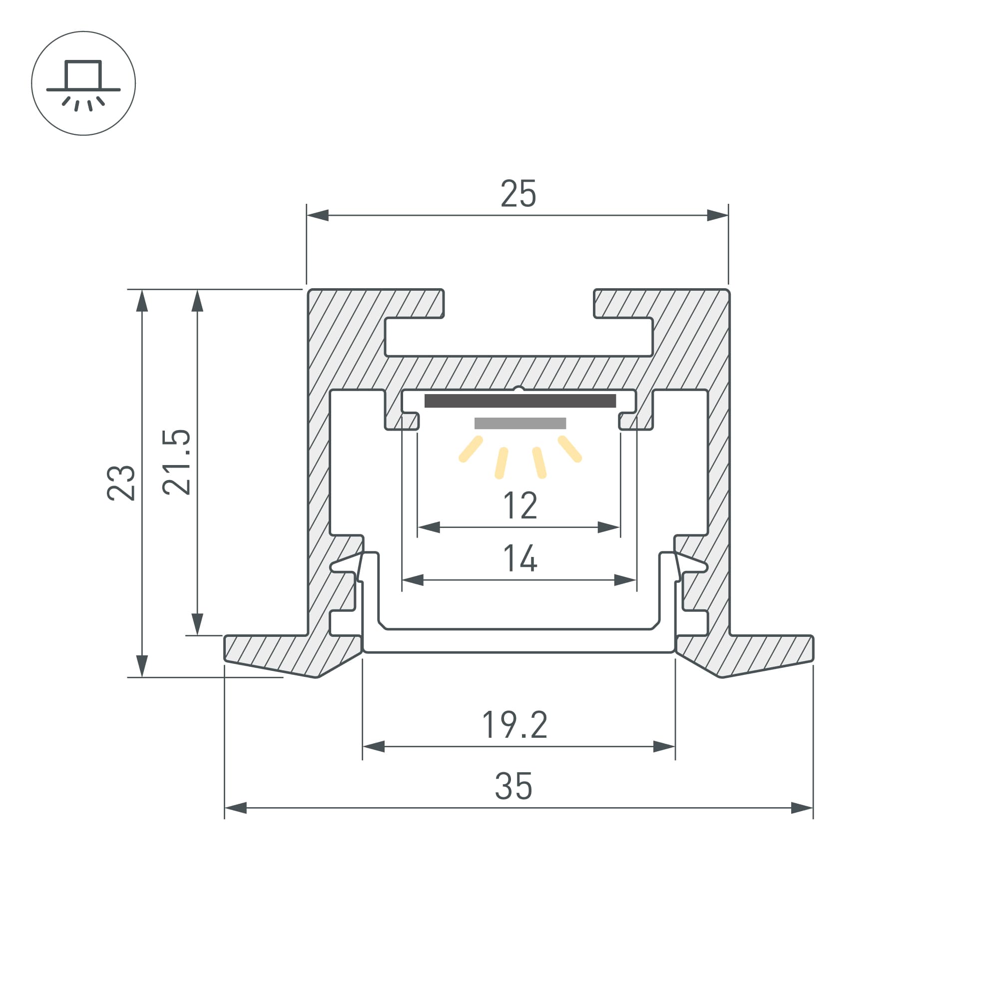 Профиль SL-LINE-3523-F-2500 WHITE (Алюминий)