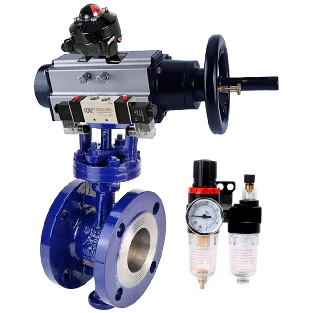 Затвор дисковый поворотный с тройным эксцентриситетом WCB-304-M-F-ISO Ду100 Ру25, корпус углеродистая сталь WCB, METAL, пневмопривод DA-105-1, с пневмораспределителем PND1-S2EM-52-2-T08-220VAC, БКВ LSB-210-02NM12-220/24, БПВ APU1-10-40-V08