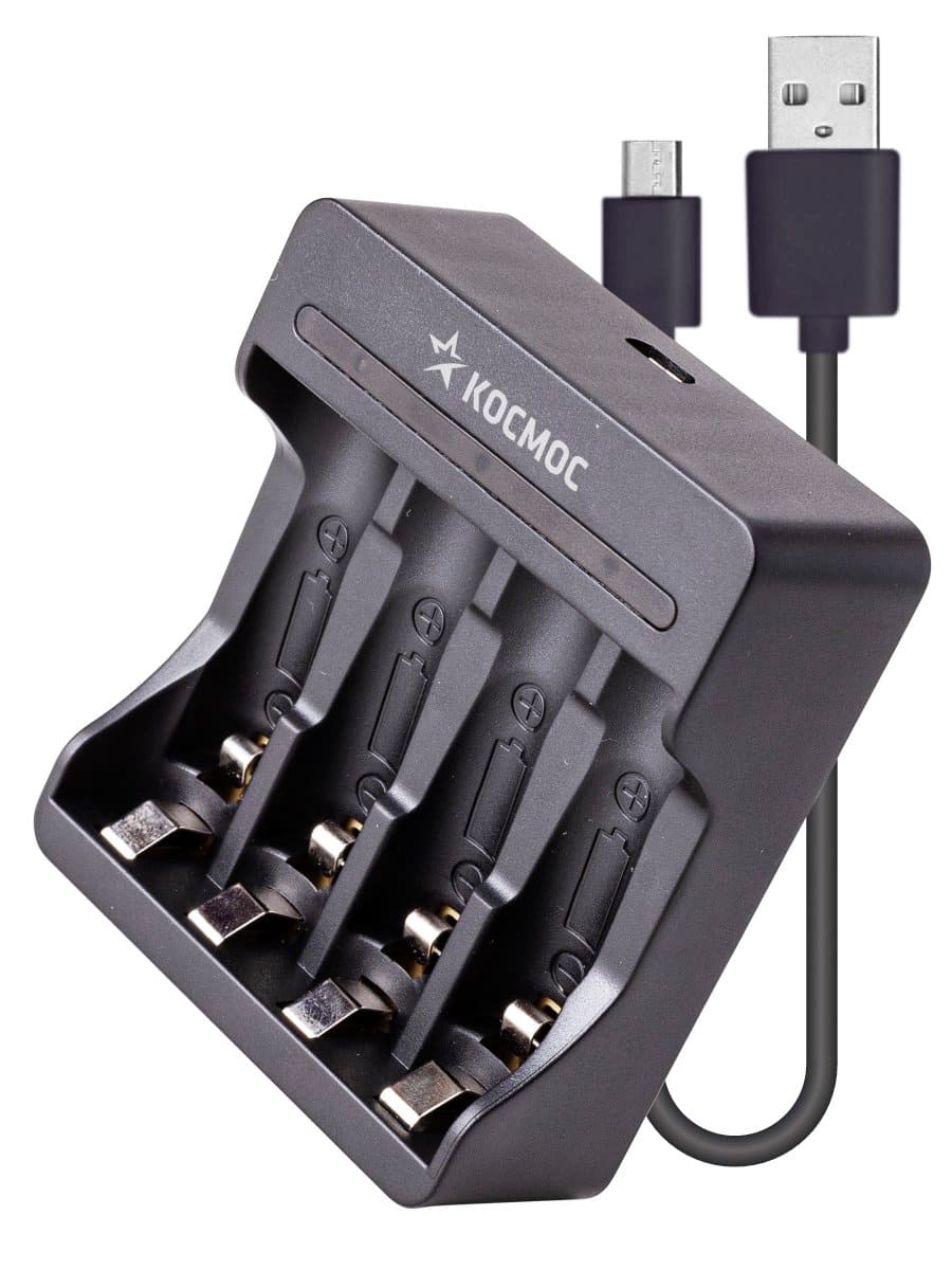 Зарядное устройство 1-4 АА/ААА питание от USB шнур. автомат.,