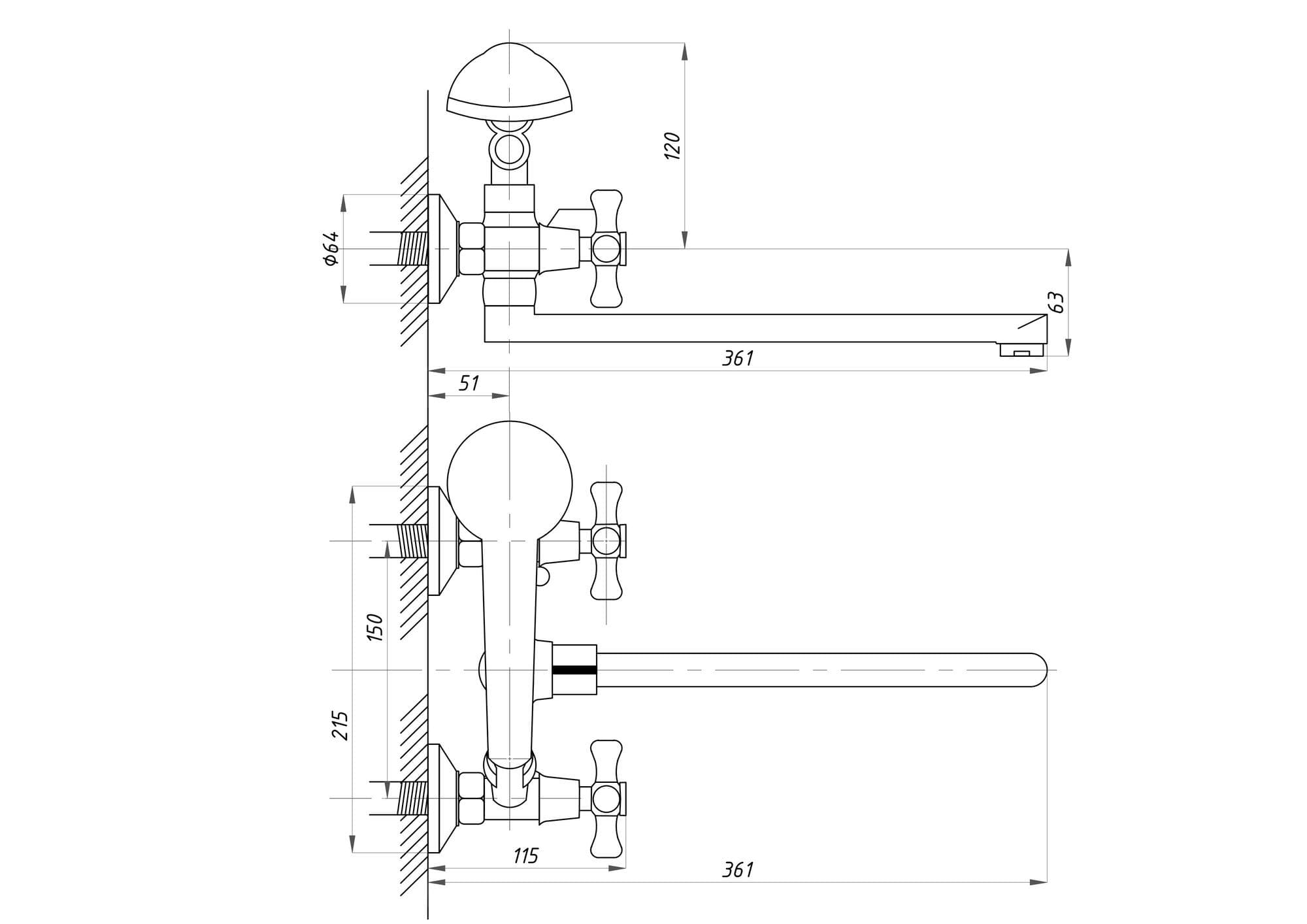 Смеситель для ванны с душем TSARSBERG TSB-125-07 тип См-ВУДРНШлА