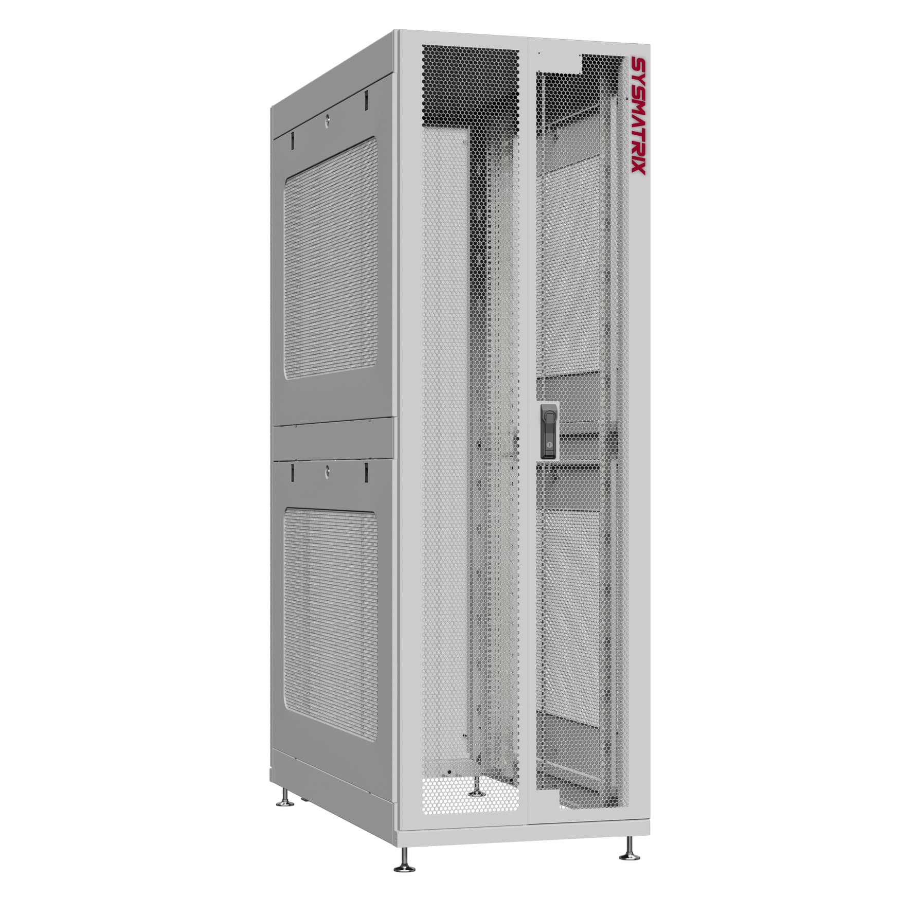 Шкаф серверный 48U 800х1200 передняя дверь: двустворчатая перфорированная IP20. задняя дверь: двустворчатая глухой металл IP51. боковые панели: перфорированные. цвет: серый RAL7035 