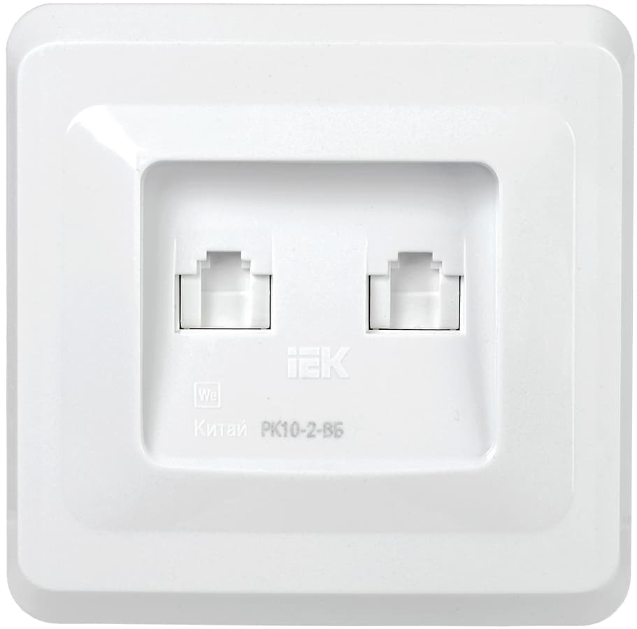 VEGA Розетка 2-местная компьютерная RJ45 кат.5е РК10-2-ВБ белый GENERICA