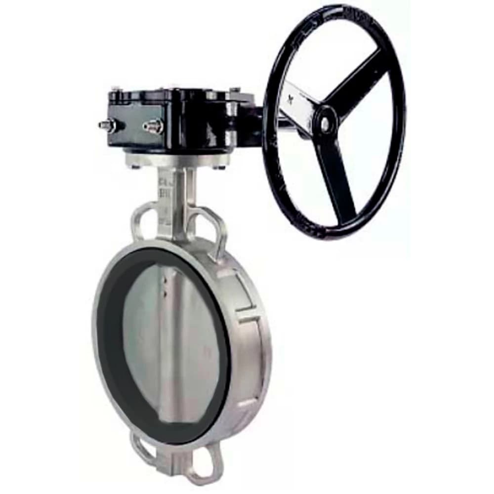 Затвор дисковый поворотный 304-304-VITON-2W-Fb-R Ду300 Ру16, корпус нержавеющая сталь 304, диск нержавеющая сталь 304, уплотнение VITON, с редуктором, квадрат 22х22