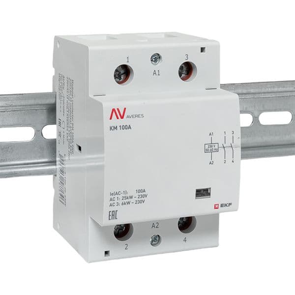 Контактор модульный КМ 100А 2NО 230VAC (3 мод.) AVERES