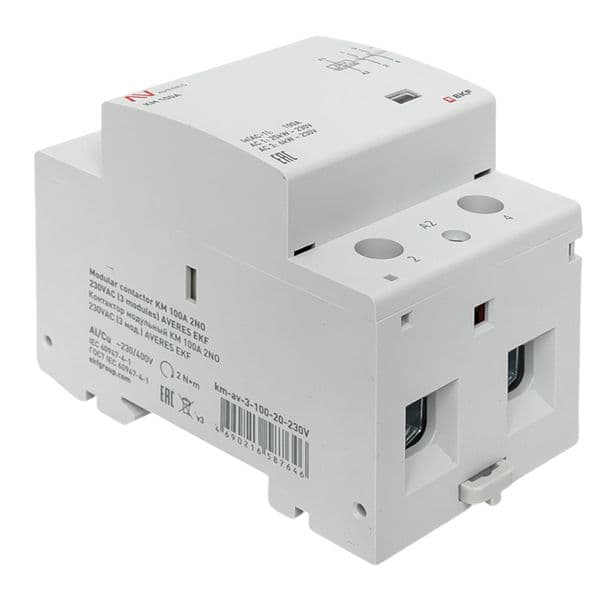 Контактор модульный КМ 100А 2NО 230VAC (3 мод.) AVERES