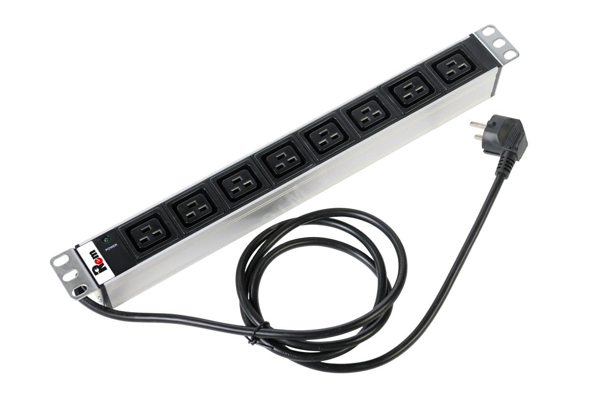 Блок розеток Rem-16 с индикатором 8 IEC 60320 C19 16A 19' шнур 3 м