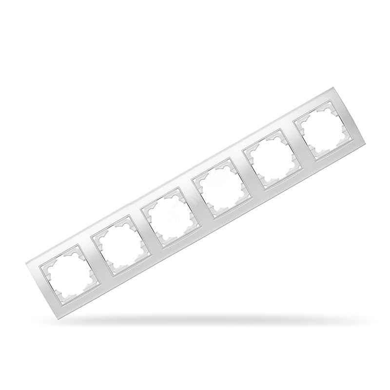 Рамка 6 постов Бриллиант горизонтальная белая