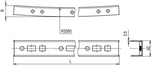 Профиль криволинейный, L1735, толщина2,5 мм, на 14 рожков