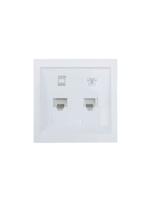 ZIMA Розетка компьютер Cat 6 + телефон, механизм, белая Lezard 704-0288-144