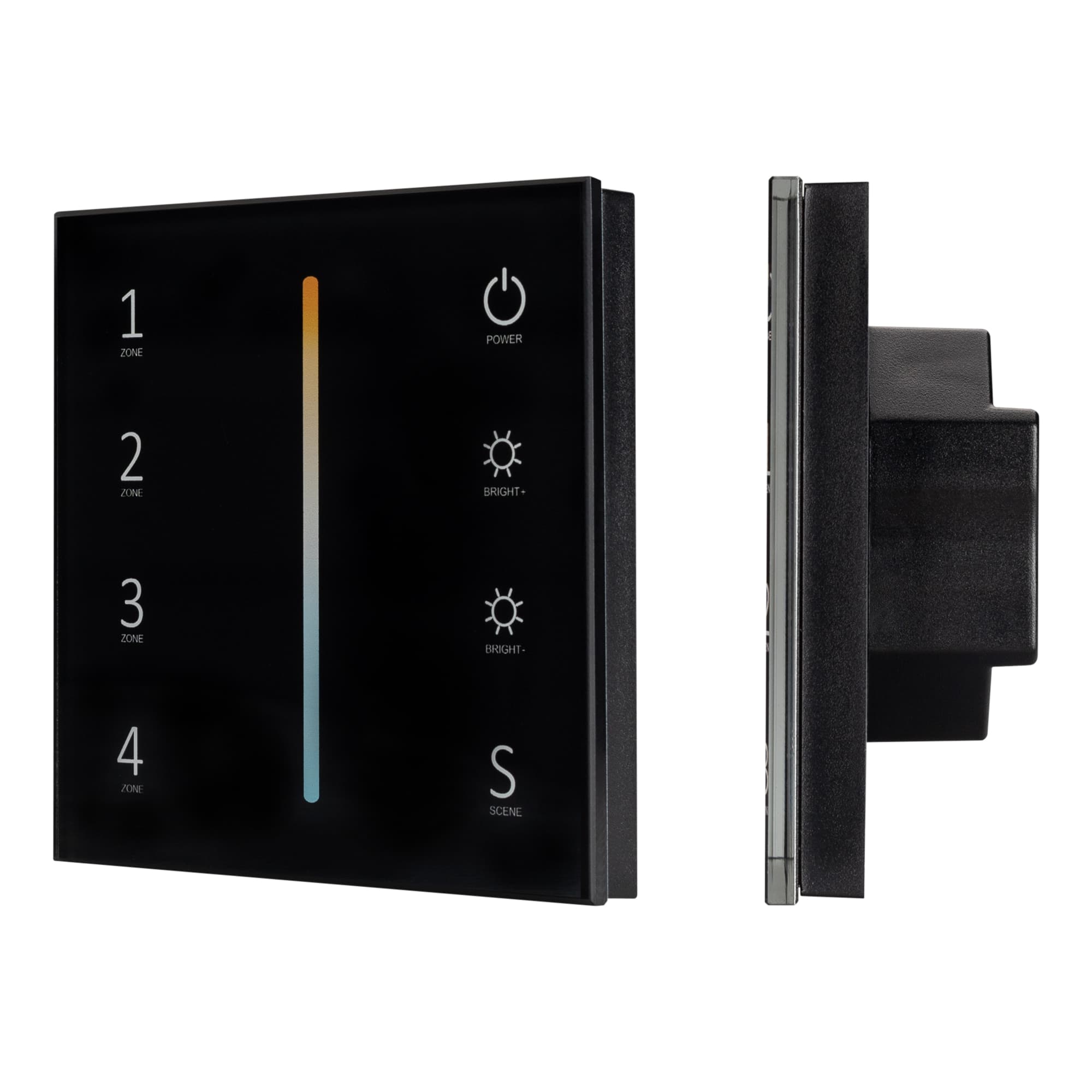 Панель Sens SMART-P43-MIX Black 230V, 4 зоны, 2.4G ARL, IP20 пластик, 5 лет