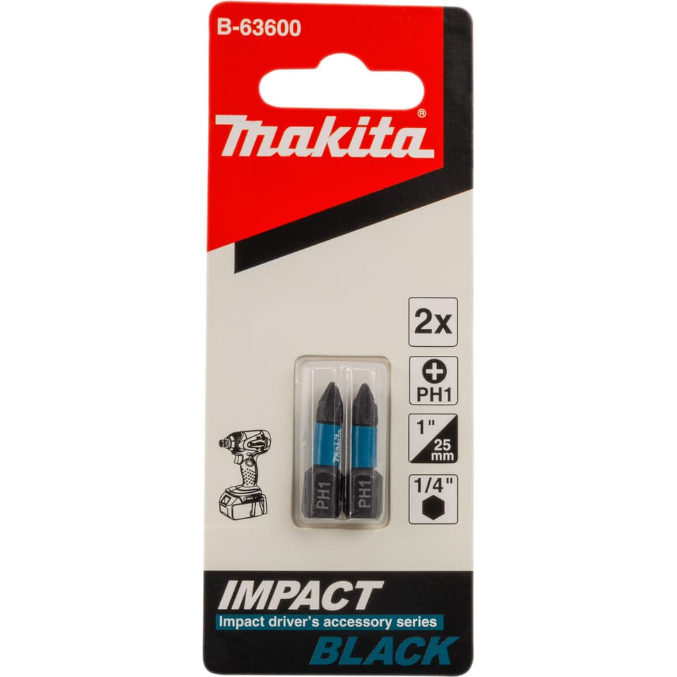 Насадка бита Impact Black PH1, 25 мм, C-form, 2 шт.