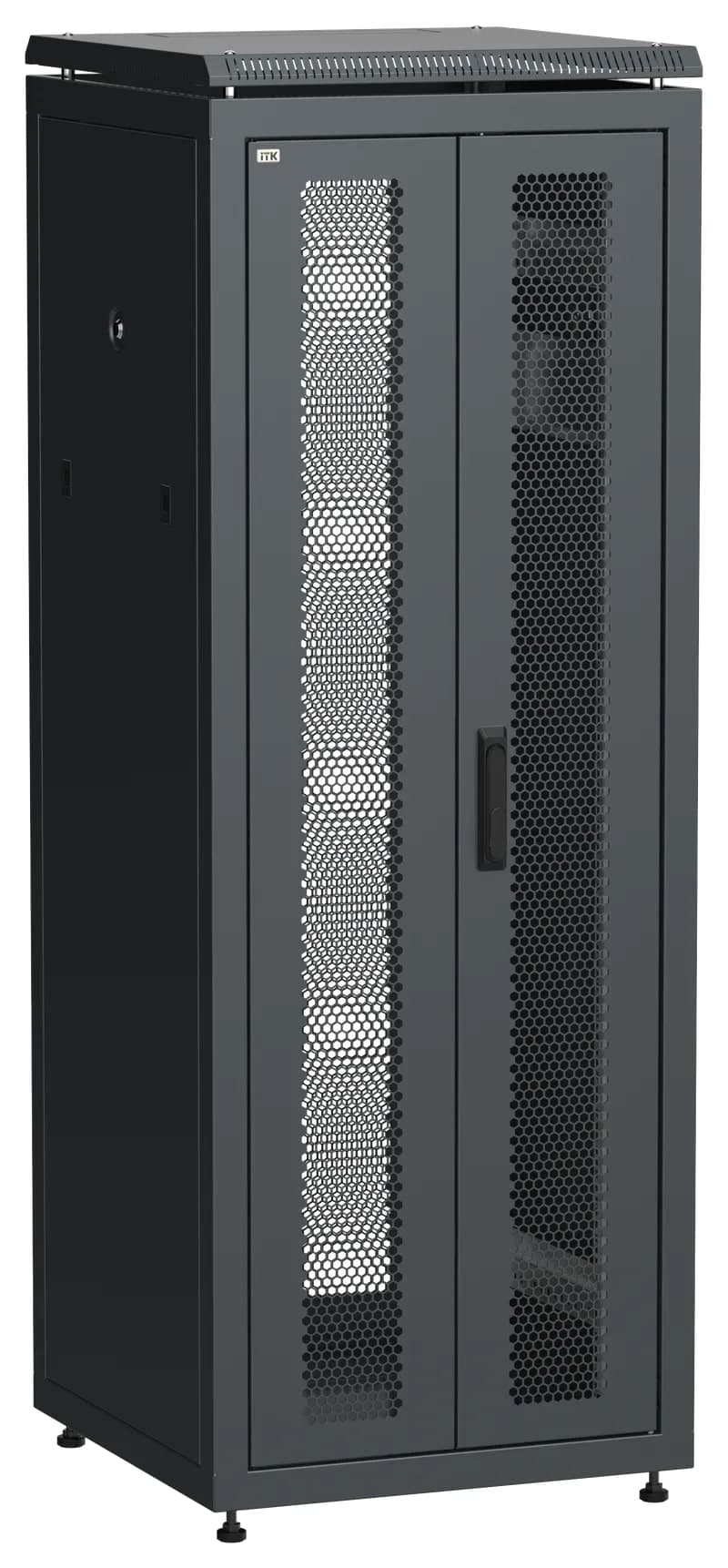 Шкаф напольный сетевой 19' LINEA N 33U 600х600мм передняя распашная перфорированная дверь задняя перфорированная черный