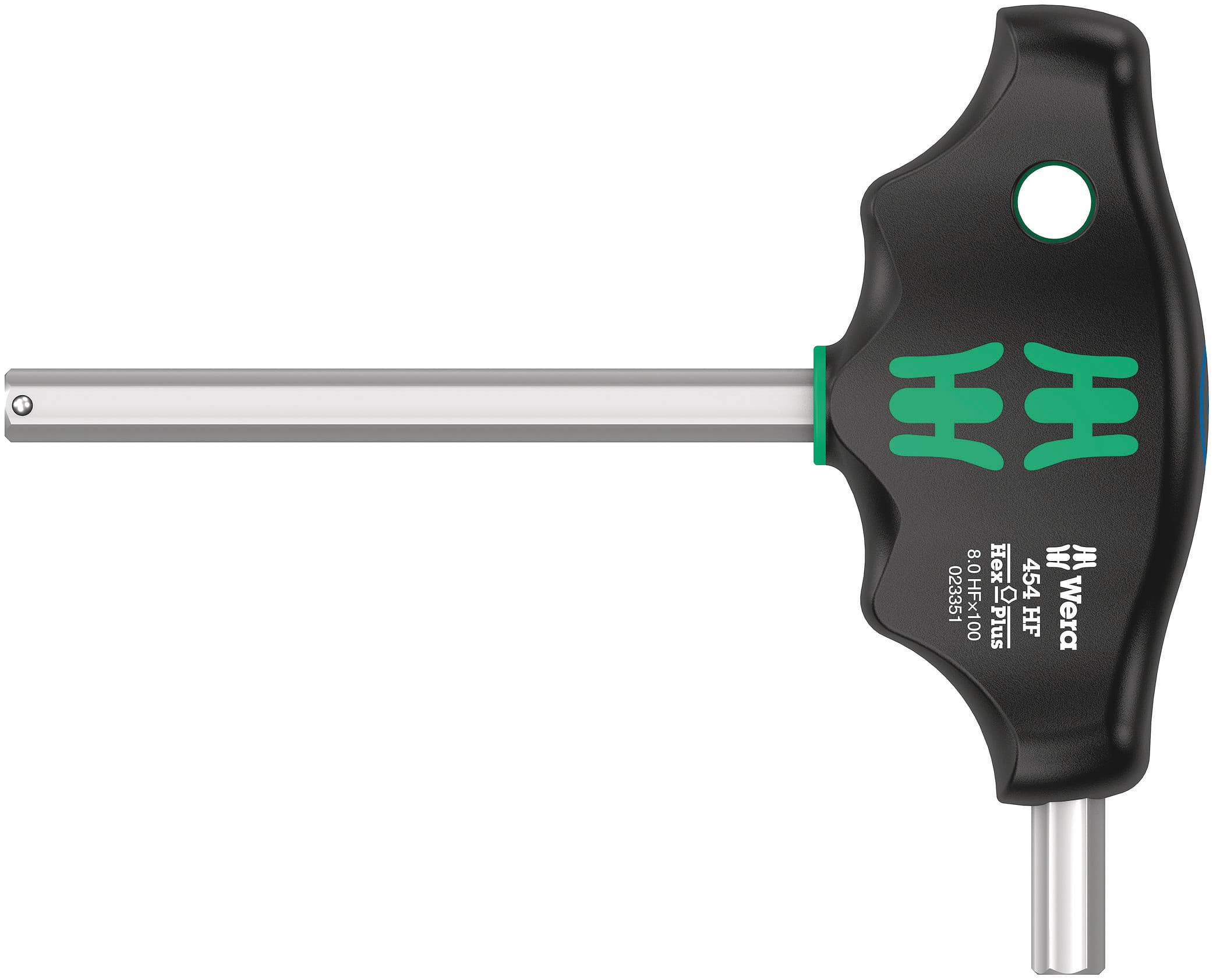 Отвёртка шестигранная 454 Hex-Plus HFс Т-образной рукояткой с функцией фиксации крепежа 8X100 мм с дополнительным коротким рабочим концом