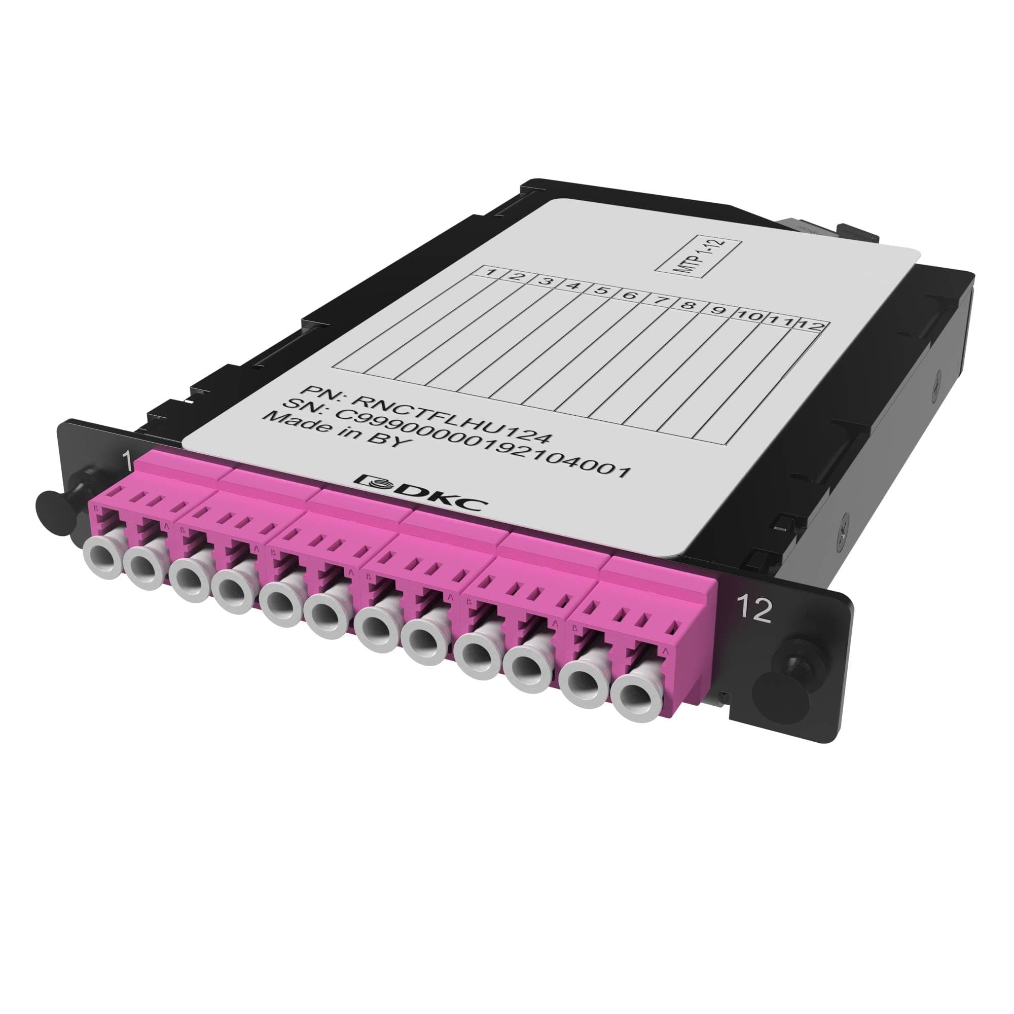 Кассета претерминированная 12ОВ 50/125 OM4. 1хMTP(12)f/6хLC Dupleх. 1/2 HU