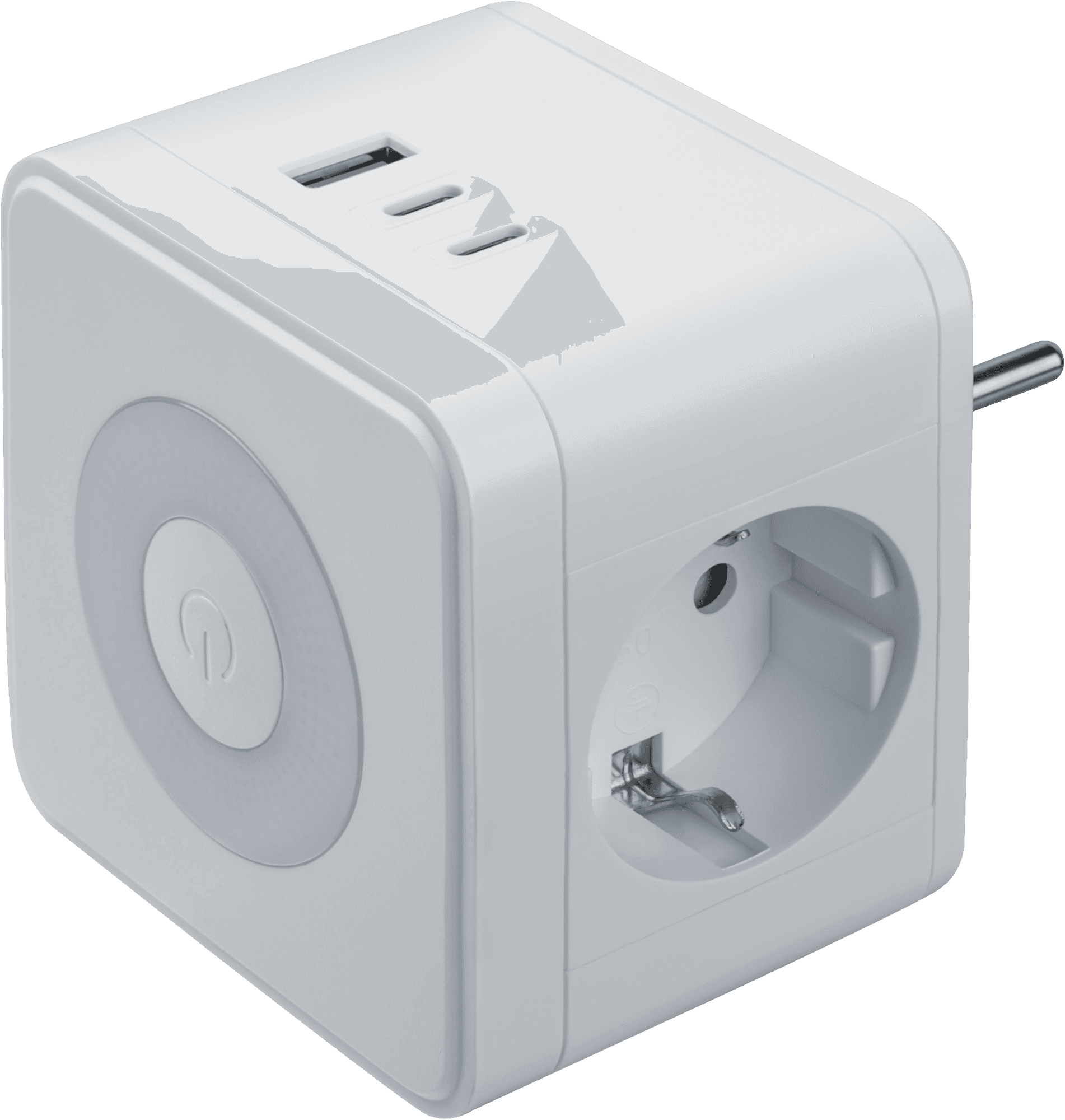 Разветвитель NAD-USB03-2E-PD20W-WH 2 розетки с/з 1xUSB-A + 2xUSB-C быстрая зарядка ночник