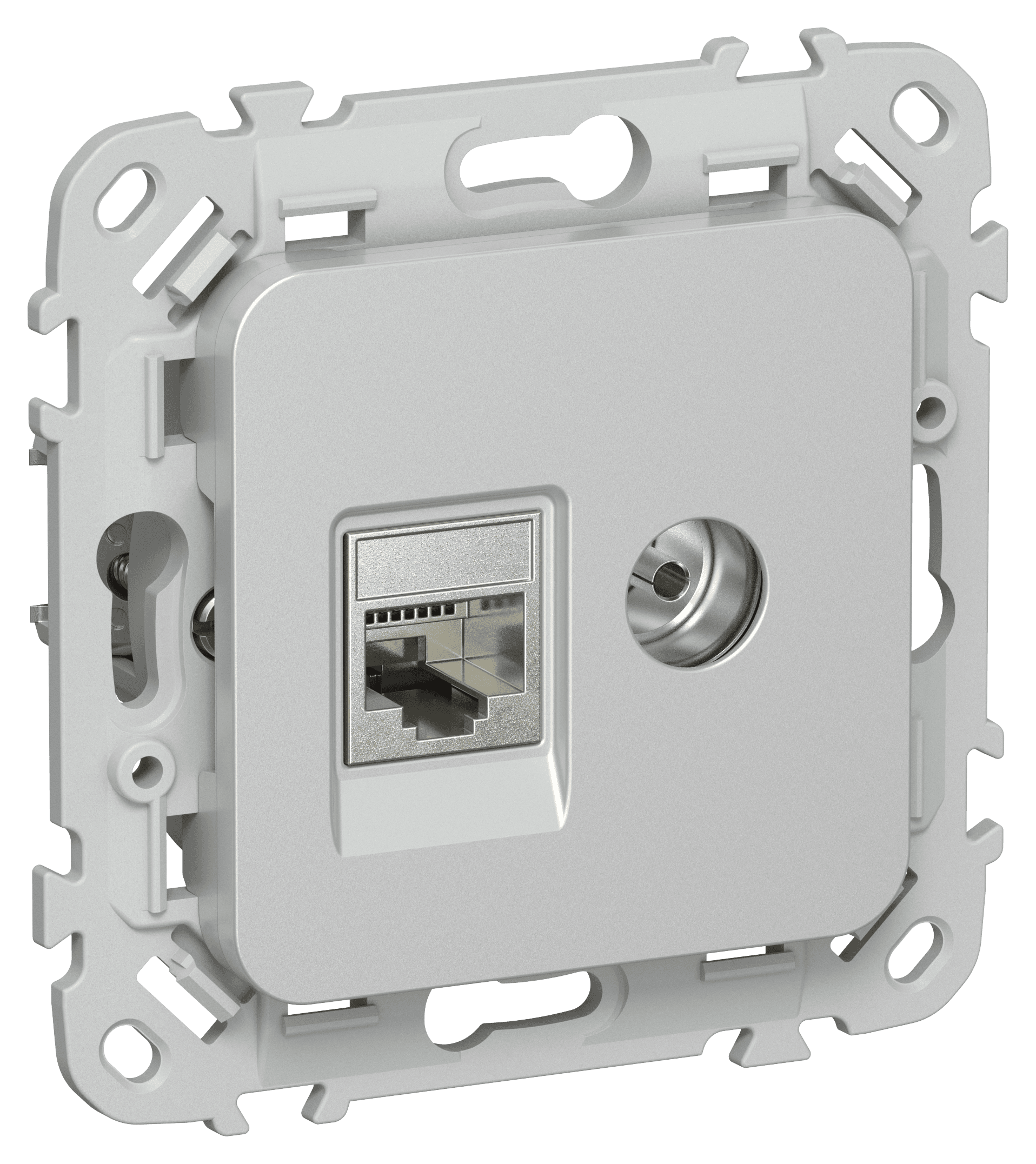 FLITE Розетка 2-местная RJ45/TV категория 5Е STP РКТВ5е-2-1-ФлА алюминий IEK