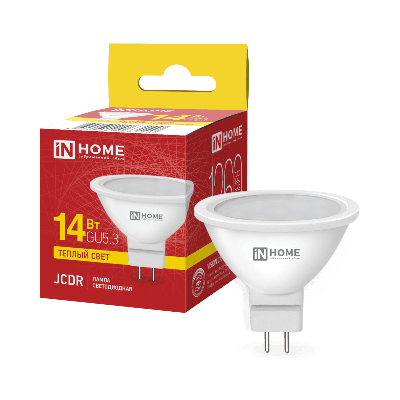 Лампа светодиодная LED-JCDR-VC 14Вт 230В GU5.3 3000K 1260Лм IN HOME