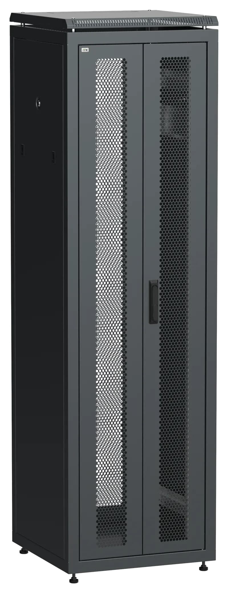 Шкаф напольный сетевой 19' LINEA N 42U 600х600мм передняя распашная перфорированная дверь задняя перфорированная черный