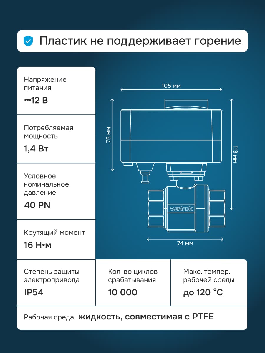Кран шаровый с электроприводом sp латунь DN25 (1'')