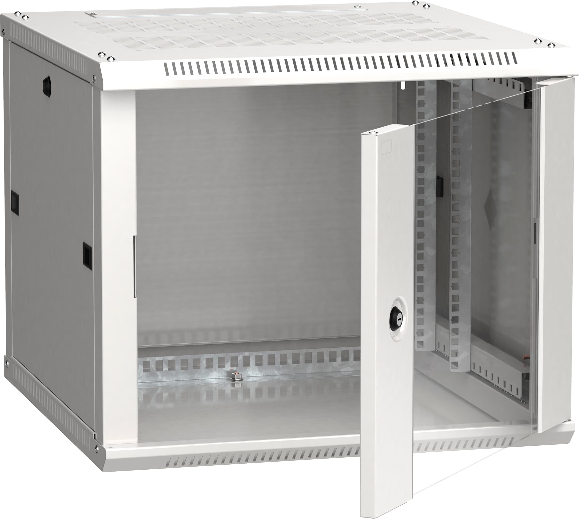 Шкаф настенный 19' LINEA W 6U 600x600мм стеклянная дверь RAL7035