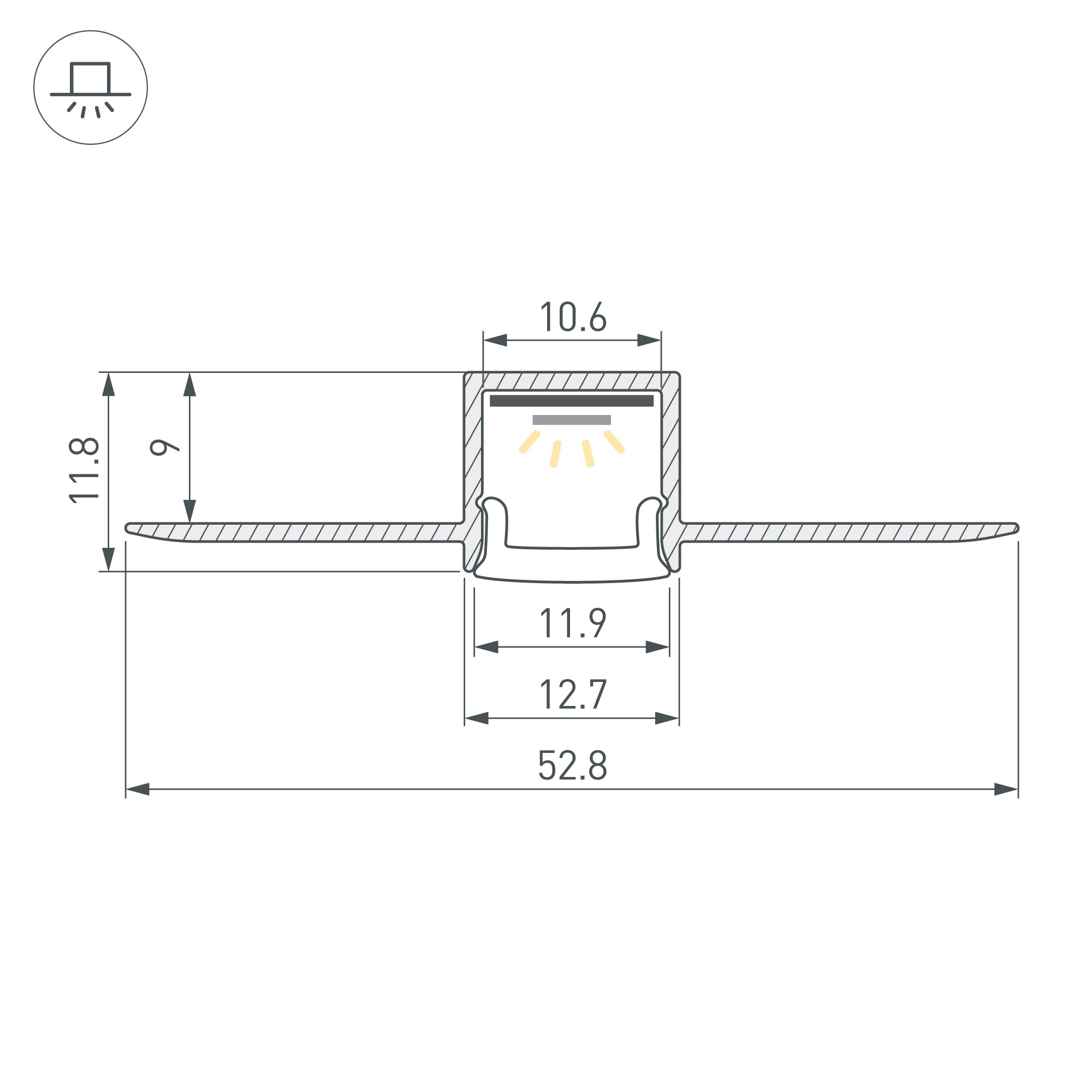 Профиль FANTOM-BENT-W12-TOP-2000 ANOD (Алюминий)