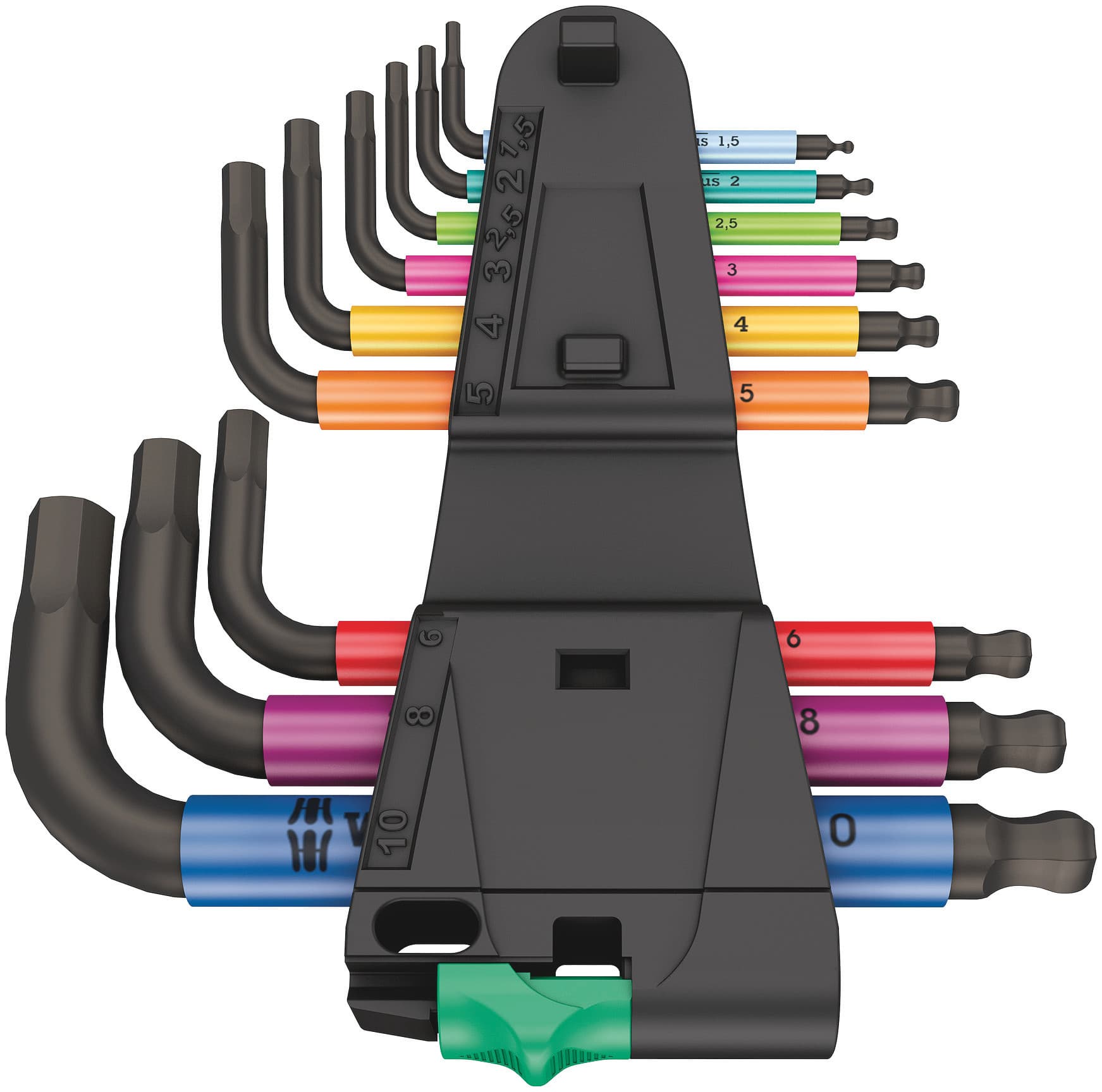 Набор Г-образных ключей с шаром 1.5 - 10 мм 9 предметов. 950/9 Hex-Plus Multicolour BlackLaser 2