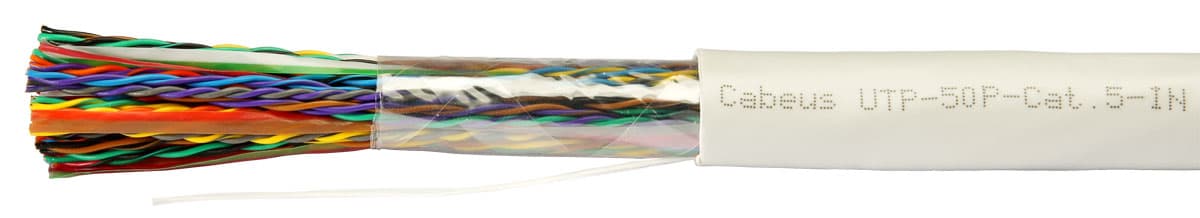 Витая пара U/UTP Cat 5 50 пар 24 AWG solid PVC нг(А)-LS