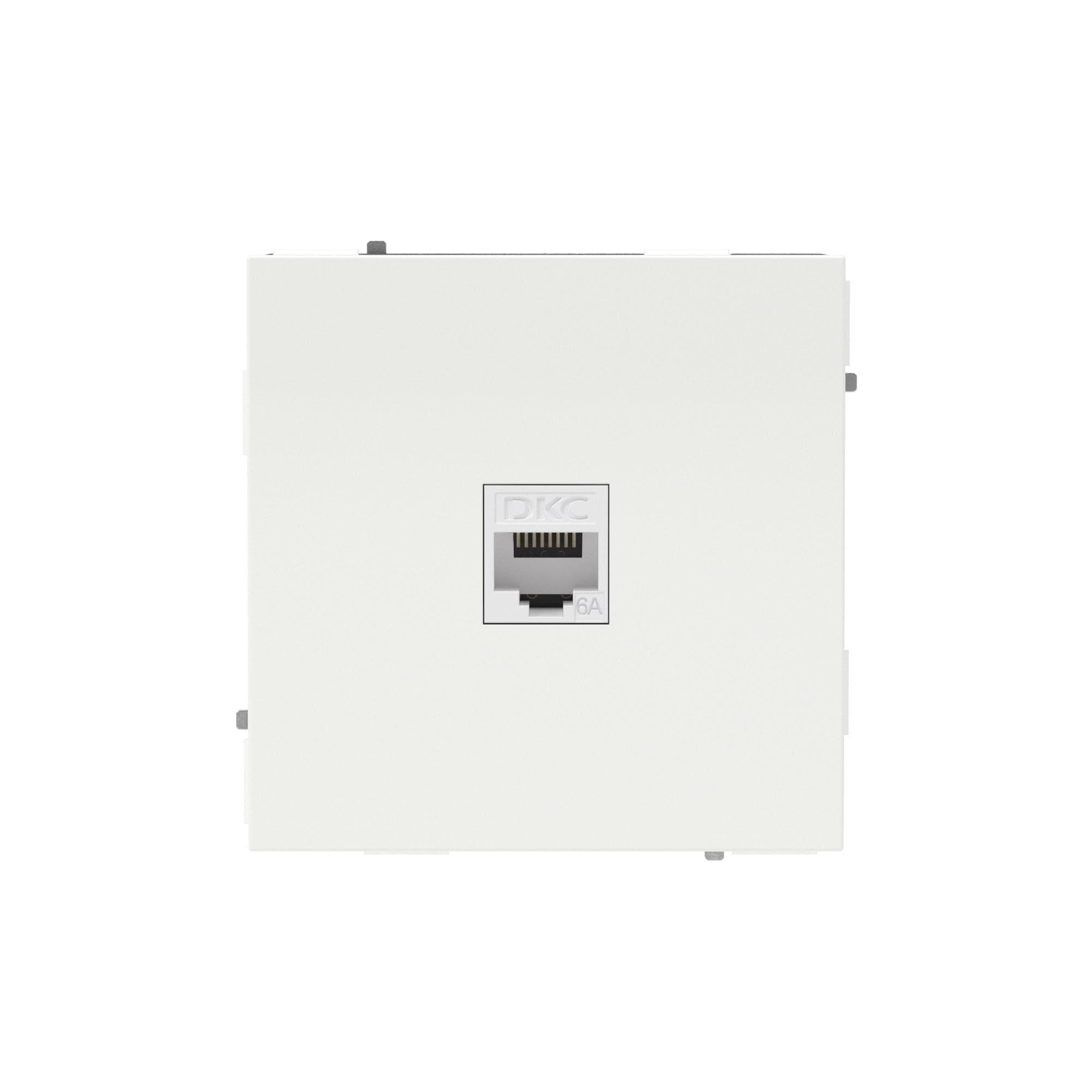 Компьютерная розетка RJ-45 без шторки, кат.6А одинарная,KANT, белая магнолия