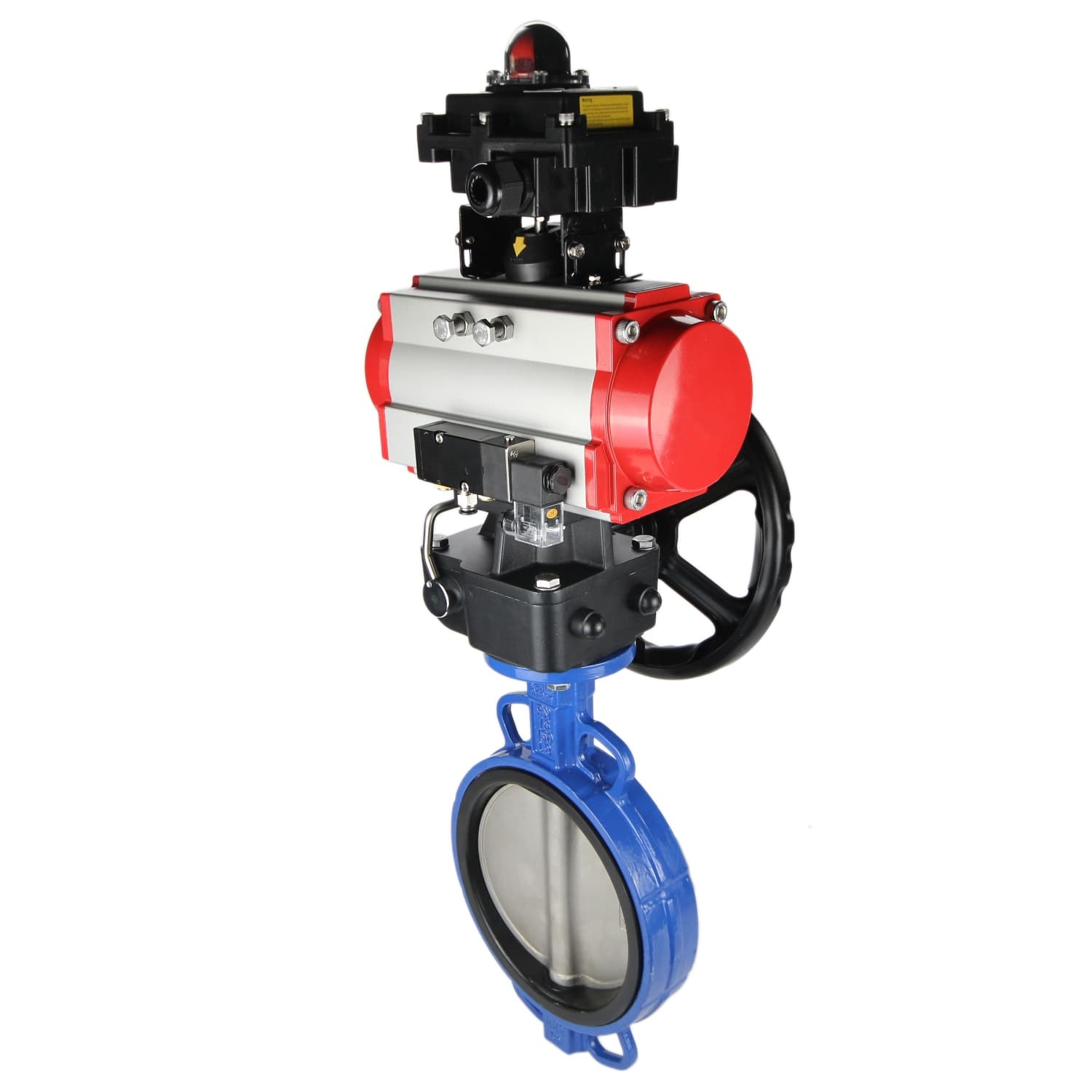 Затвор дисковый поворотный GGG50-GGG40-EPDM Ду250 Ру16, корпус чугун GGG50, диск чугун GGG40, уплотнение EPDM, пневмопривод DA-140, пневмораспределитель PND2-S1EM-52-1NC-J08-24VDC, с БКВ LSB-410-02ExM12-250, ручной дублёр HDM-4