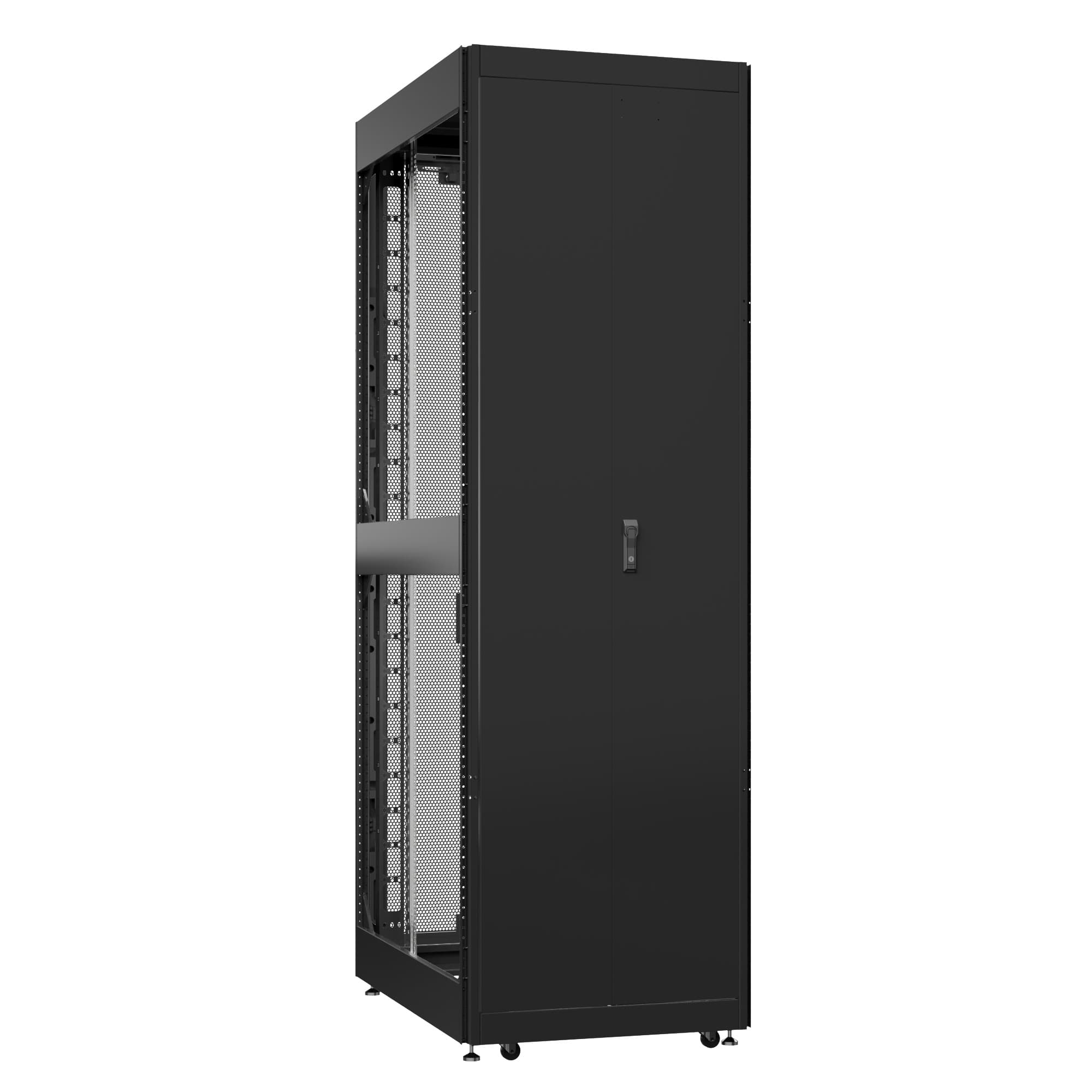 Шкаф серверный 52U 800х1000 передняя дверь: одностворчатая перфорированная IP20. задняя дверь: двустворчатая перфорированная IP20. боковые панели: без. цвет: черный RAL9005 