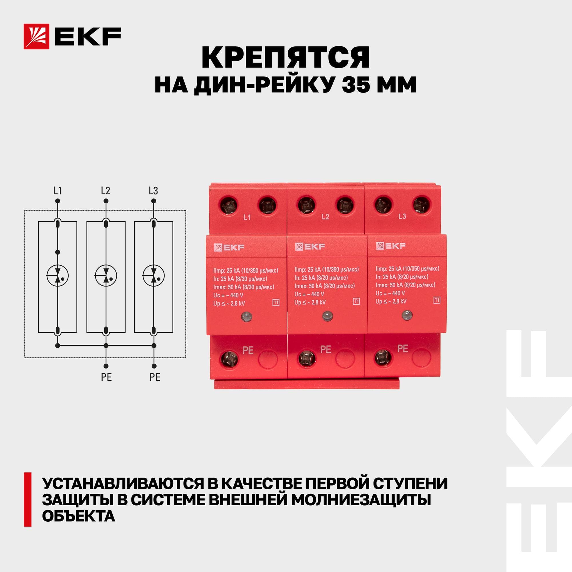 УЗИП Класс 1 Iimp 25kA (10/350?s) 3P