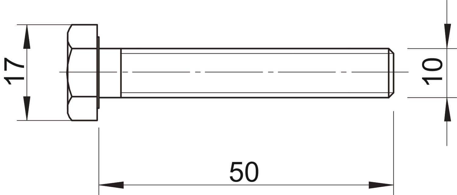 Болт с шестигранной головкой DIN 933 SKS M10х50 ZL (SKS M10x50 ZL)