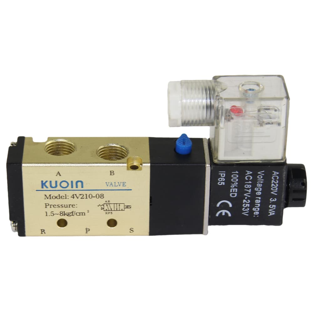 Пневмораспределитель KUOIN PND3-S1EM-52-1NC-J08-220VAC присоединение 1/4 пятиканальный 220В для шиберных задвижек с пневмоцилиндром