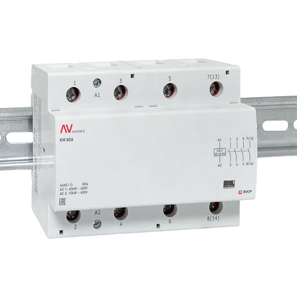 Контактор модульный КМ 80А 4NO 230VAC (6 мод.) AVERES
