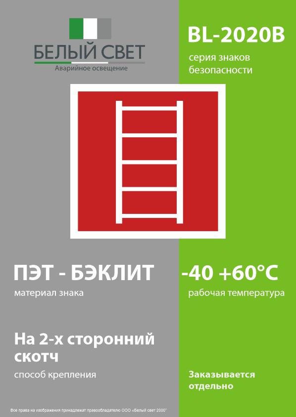 Знак безопасности BL-2020B.F03''Пожарная лестница''
