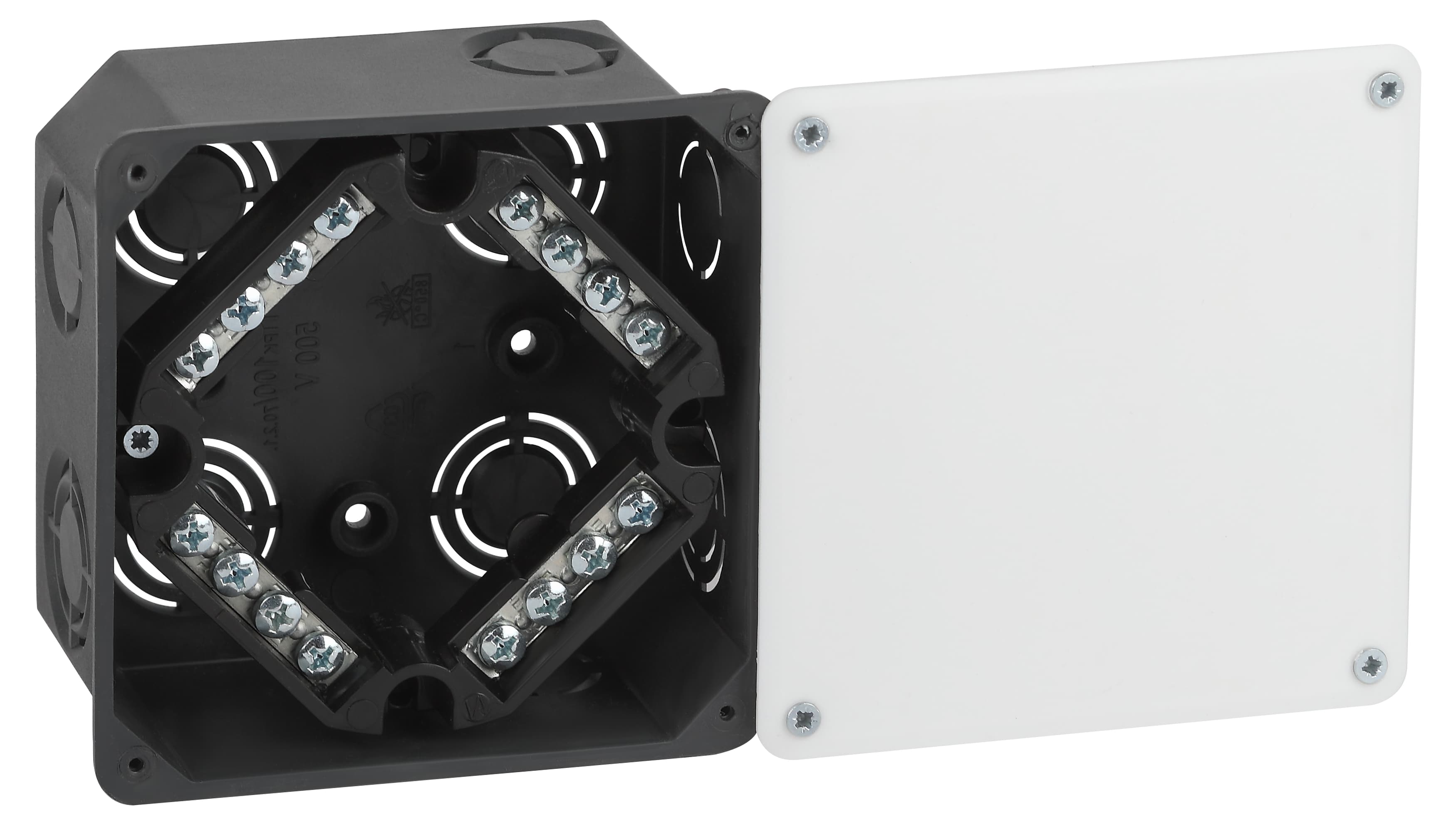 Коробка распаячнаяKRT-k-107-107-50 для твердых стен, клеммник, крышка IP42