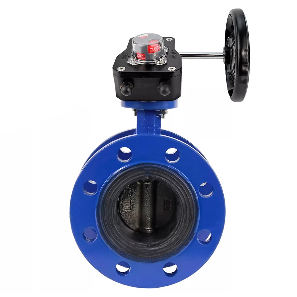 Затвор дисковый поворотный GGG40-304-EPDM-2W-F-H Ду80 Ру16 фланцевый, корпус чугун GGG40, диск нержавеющая сталь 304, уплотнение EPDM, с редуктором HGB-1