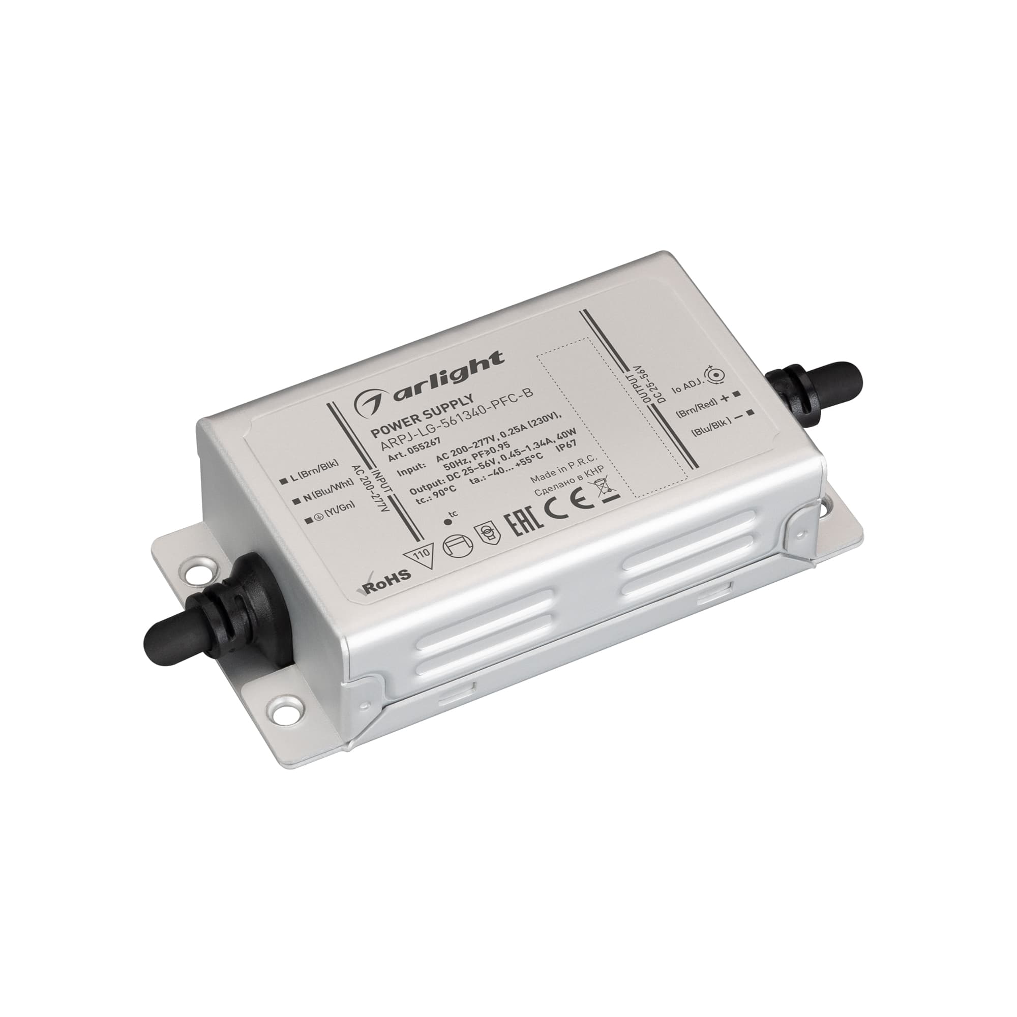 Блок питания ARPJ-LG-561340-PFC-B 40W, 25-56V, 0.45-1.34A, IP67, металл, 5 лет