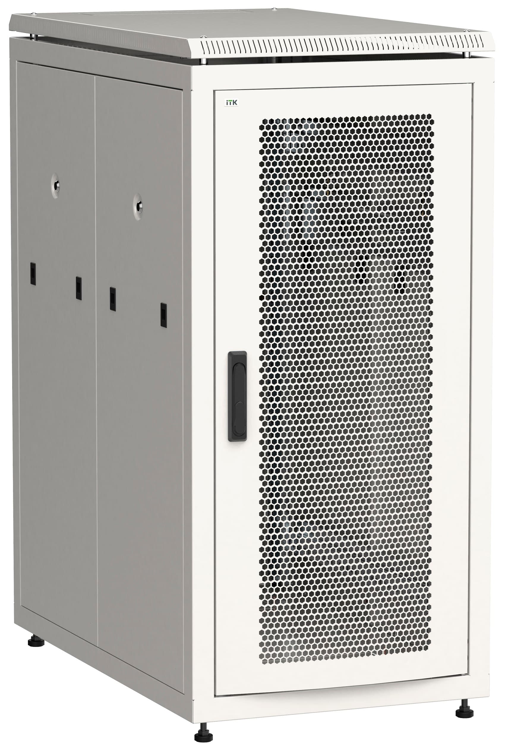 Шкаф напольный сетевой 19'' LINEA N 24U 800х1000мм перфорированная передняя дверь. задняя перфорированная серый