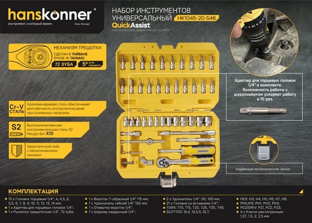 Набор инструментов 46 предметов, Hanskonner