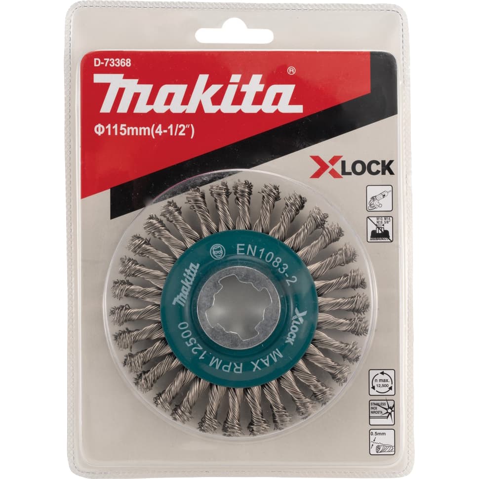 Щетка проволочная дисковая X-lock (d115 мм, толщина проволоки 0,5 мм, тонкие пучки, нерж. )