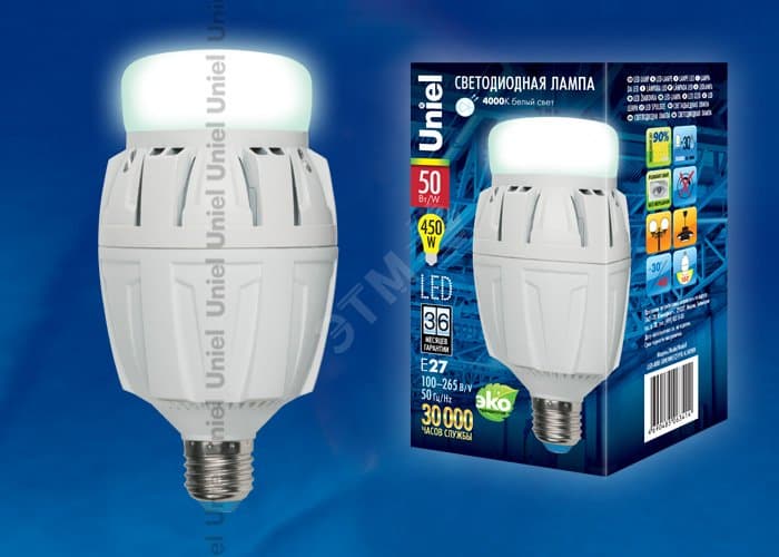 Лампа светодиодная LED 50вт 100-265в E27 4000К
